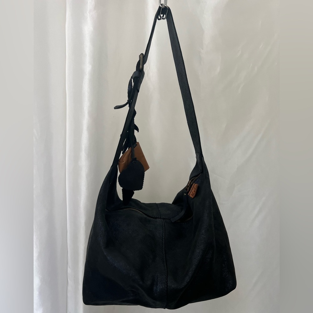 KRIS Metallic Leather Hobo Shoulder Bag